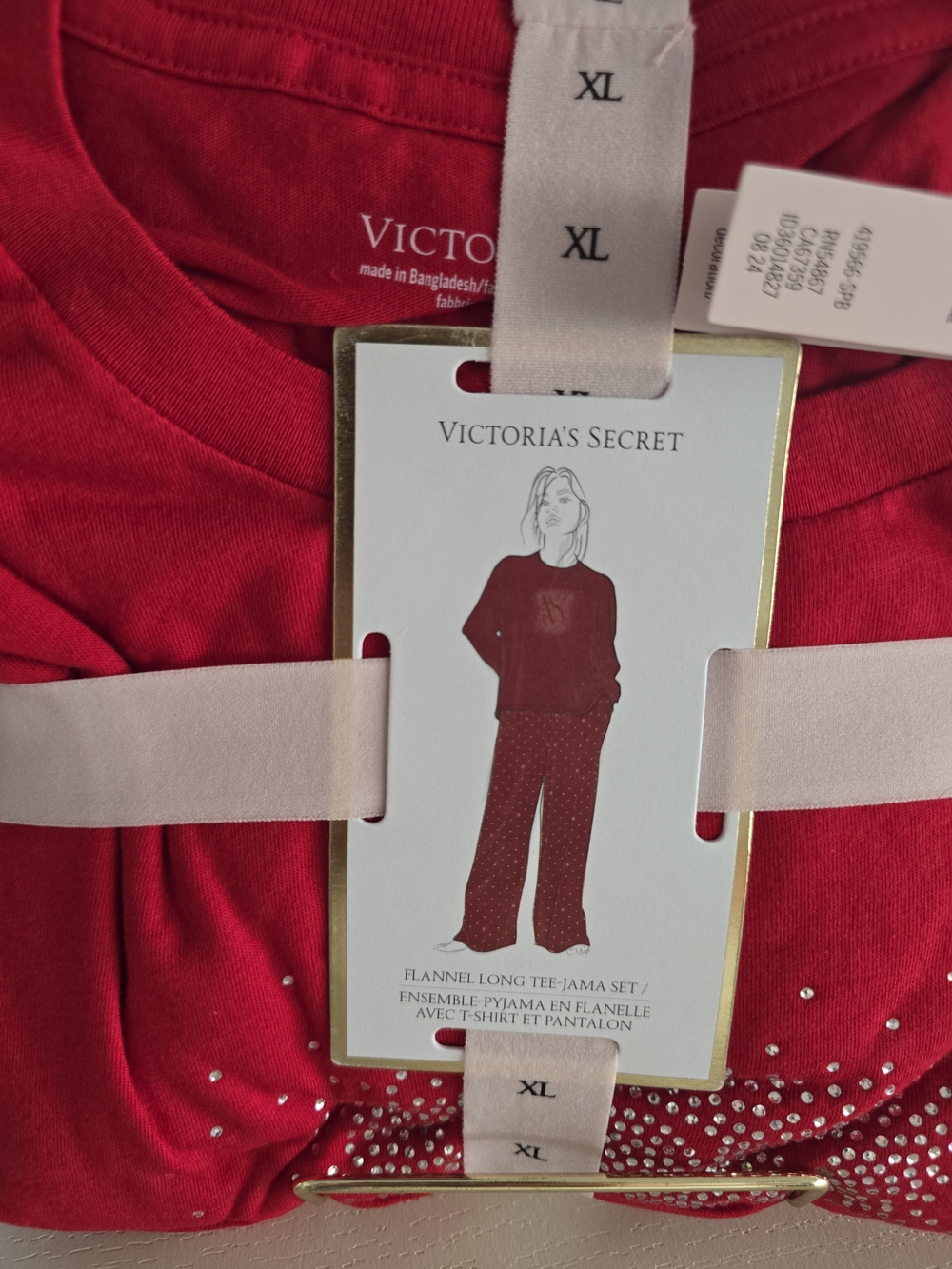 Victoria's Secret Flannel Long-Sleeve Tee-Jama Set - Picture 2 of 6